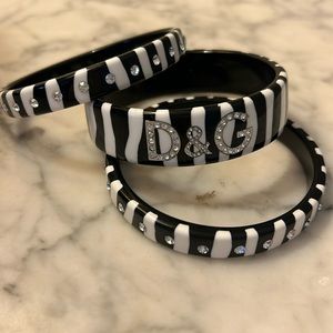 Dolce and Gabbana Zebra Bangles. Set of 3 with CZ accents. Almost new.